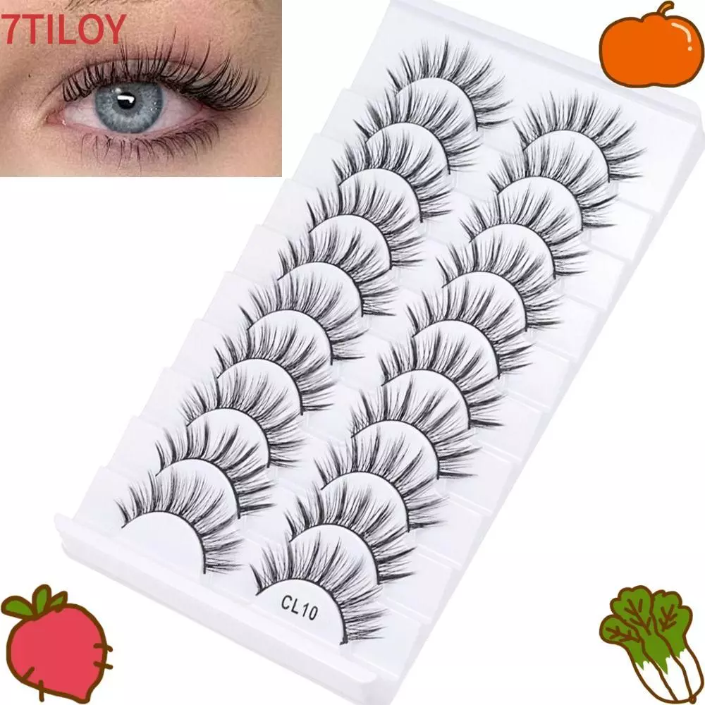 7TILOYSHOP ขนตาปลอม, Handmade Cruelty-free Faux Mink Lash, แฟชั่นผู้หญิง Natrual ยาวเต็มแถบขนตาปลอมขนตาขนตา