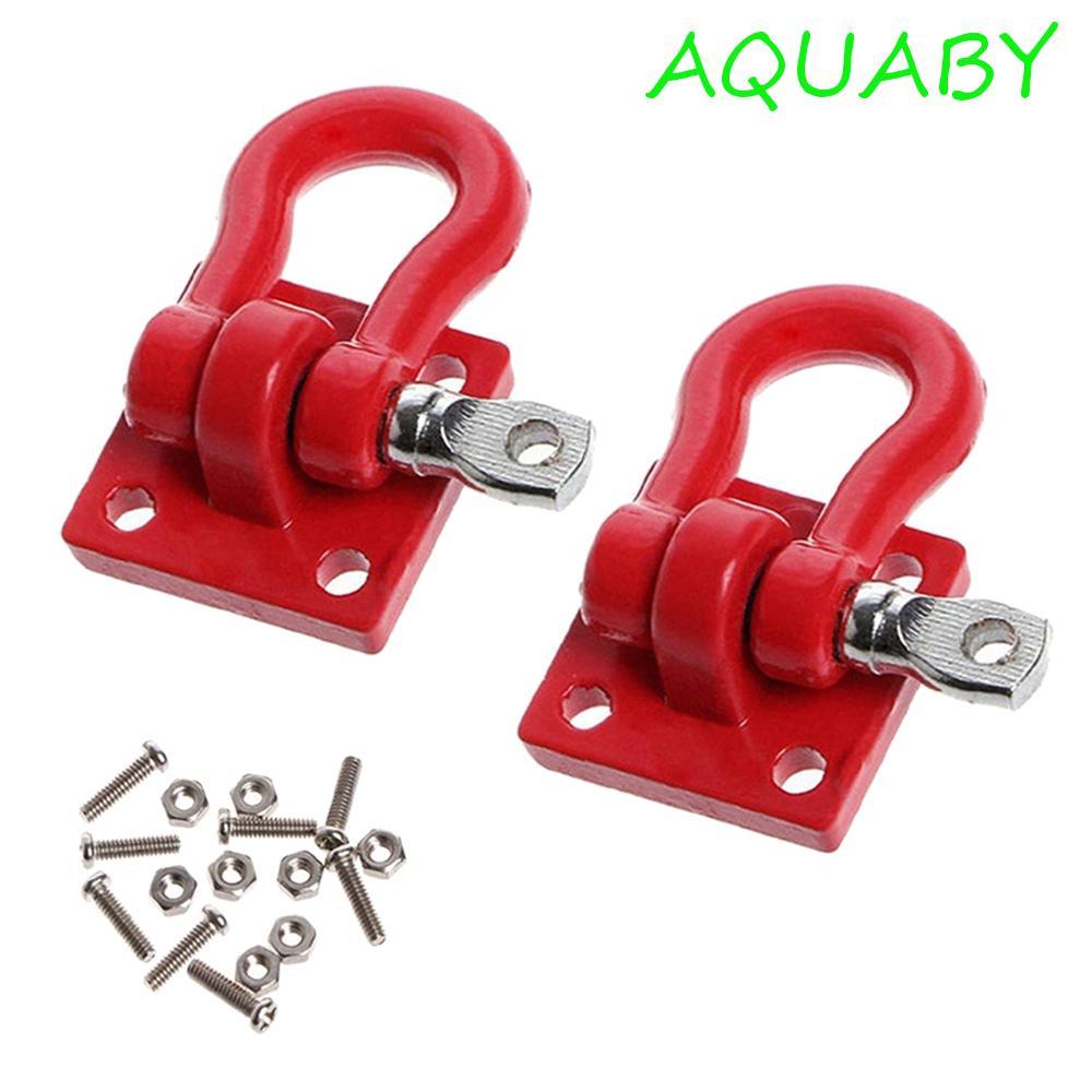 AQUABY โลหะ Trailer Hook คู่สีแดง SCX10 Crawler RC สําหรับรถบรรทุก Scale SCX-10 Winch RC Crawler Hoo