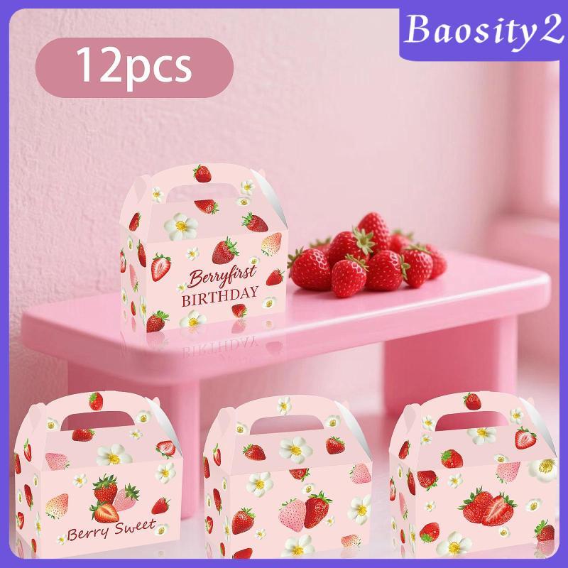 [Baosity2] กล่องโปรดปรานปาร์ตี้สตรอเบอร์รี่ 12x 6.3x3.74x3.74 นิ้วกล่องขนมผลไม้สําหรับครบรอบจบการศึก