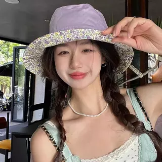 Miss_J พร้อมส่งจากกทม🎀หมวกปีกกว้างกันแดดสไตล์ญี่ปุ่นแบบกลับด้านได้สำหรับผู้หญิง ปี 2026 พิมพ์ลายดอกไม้สุดน่ารักและหวาน