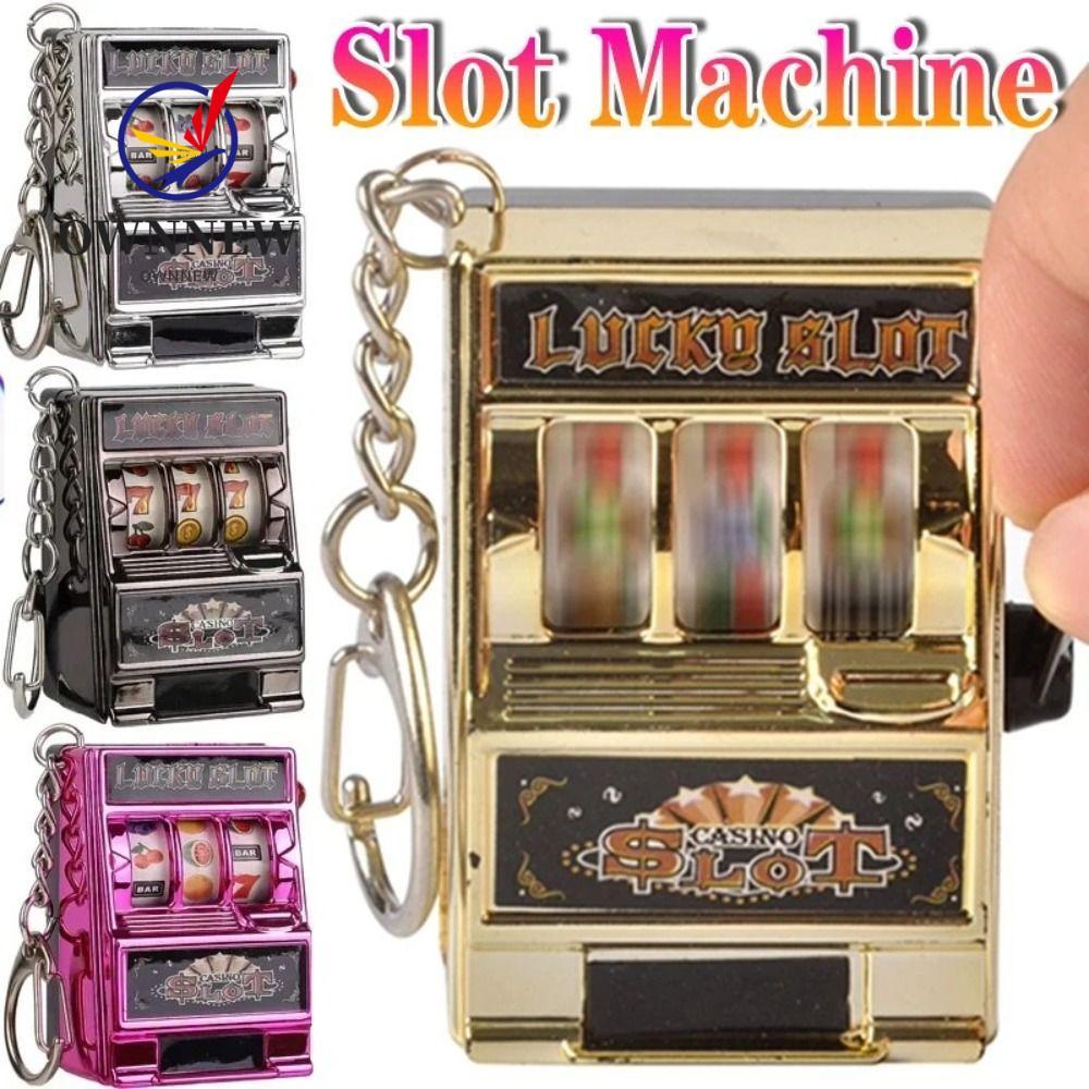 OWNNEW พวงกุญแจ, เกมหยอดเหรียญ Mini Key Holder, ของเล่นการ์ตูนความเครียด Reliever Fruit Slot Machine