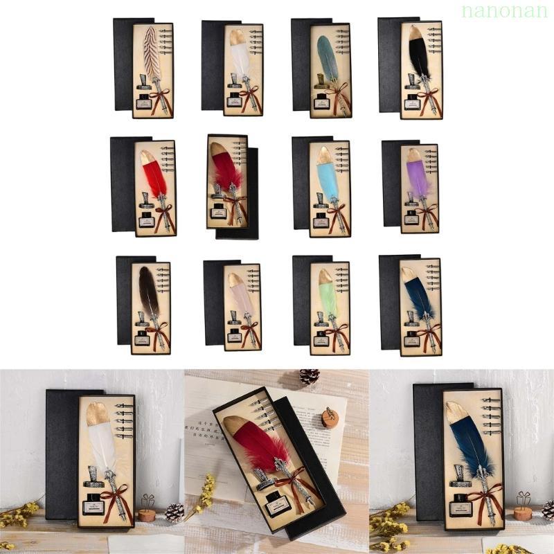 Nan Delicate Pen Writing Quill Pen ปากกาประดิษฐ์ตัวอักษรขนนกวันเกิด Quill ปากกา