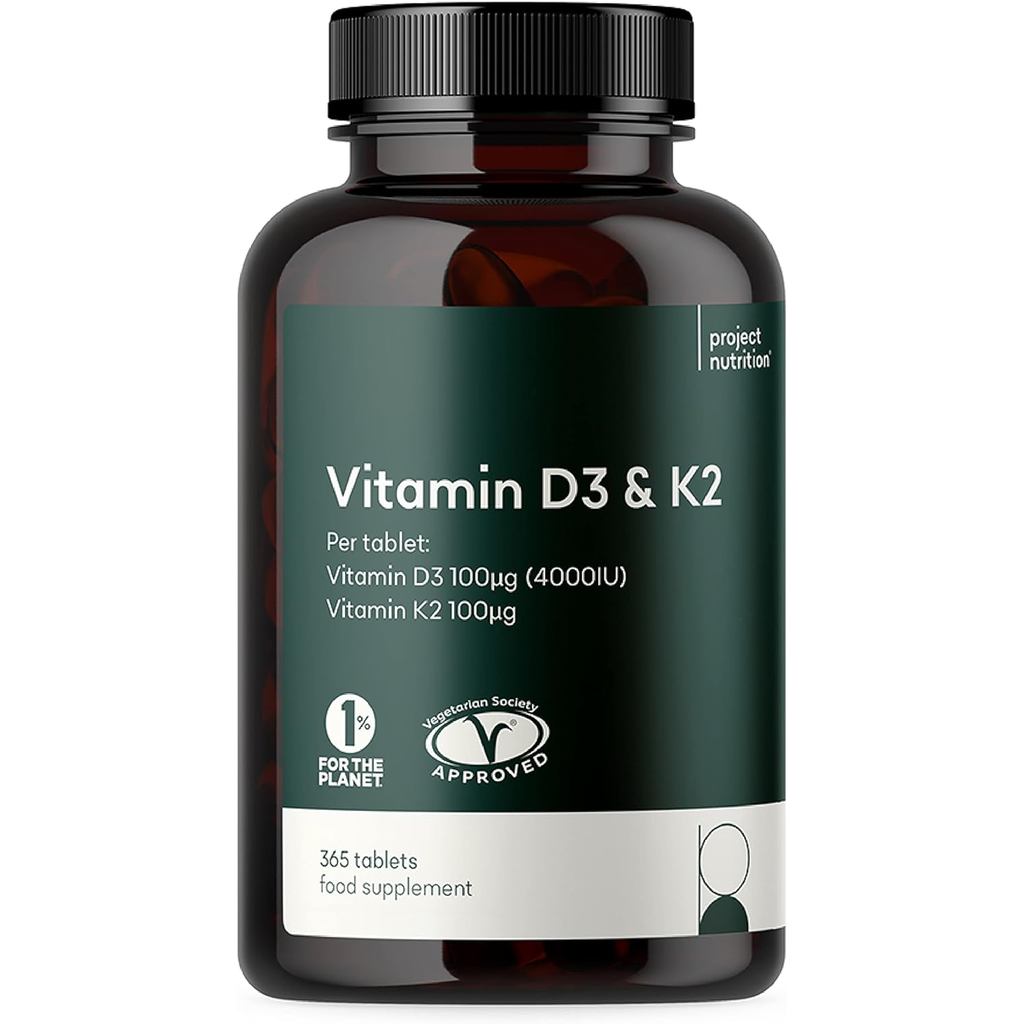 วิตามิน D3 K2 เม็ด 4000IU - 12 เดือน ply - Easy Swallow - 365 มังสวิรัติ 4000 IU วิตามินดีและ 100 mc