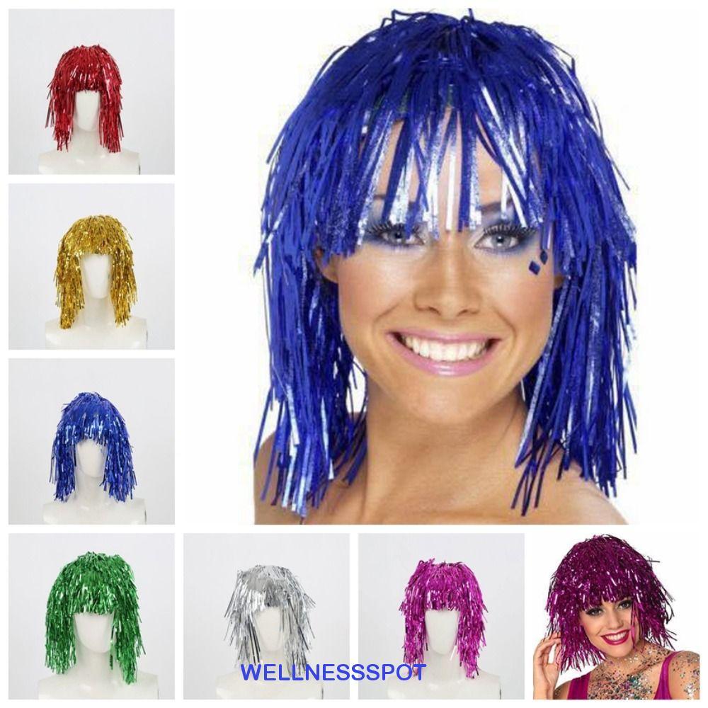 วิกผม foil และ glitter สำหรับงานปาร์ตี้และคอสเพลย์ แบบฮาโลวีนและสไตล์โลหะ