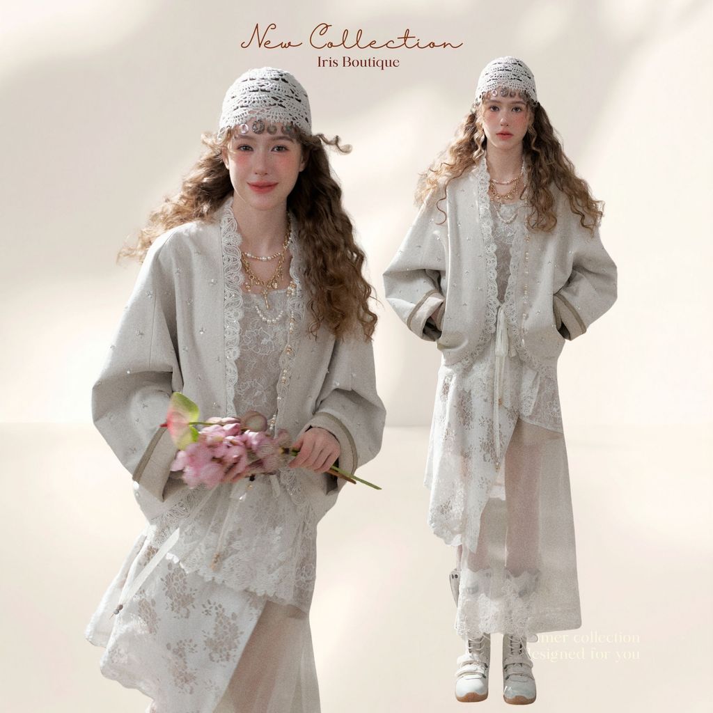 Original Design IRIS BOUTIQUE 26 ss Trims series IJ73806 Soft Ribbon Knit Cardigan เสื้อคาร์ดิแกนแต่งดีเทลริบบิ้น