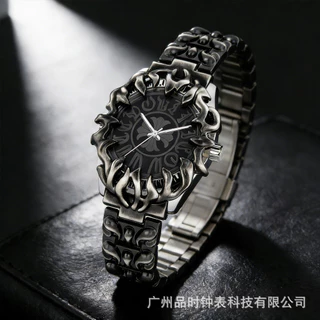 PINTIME Millennium Alien Claw นาฬิกาผู้ชาย Vintage Y2K Chrome Iris ดอกไม้สไตล์ยุโรปและอเมริกาแฟชั่นผู้ชายกีฬานาฬิกาควอทซ์ลําลอง