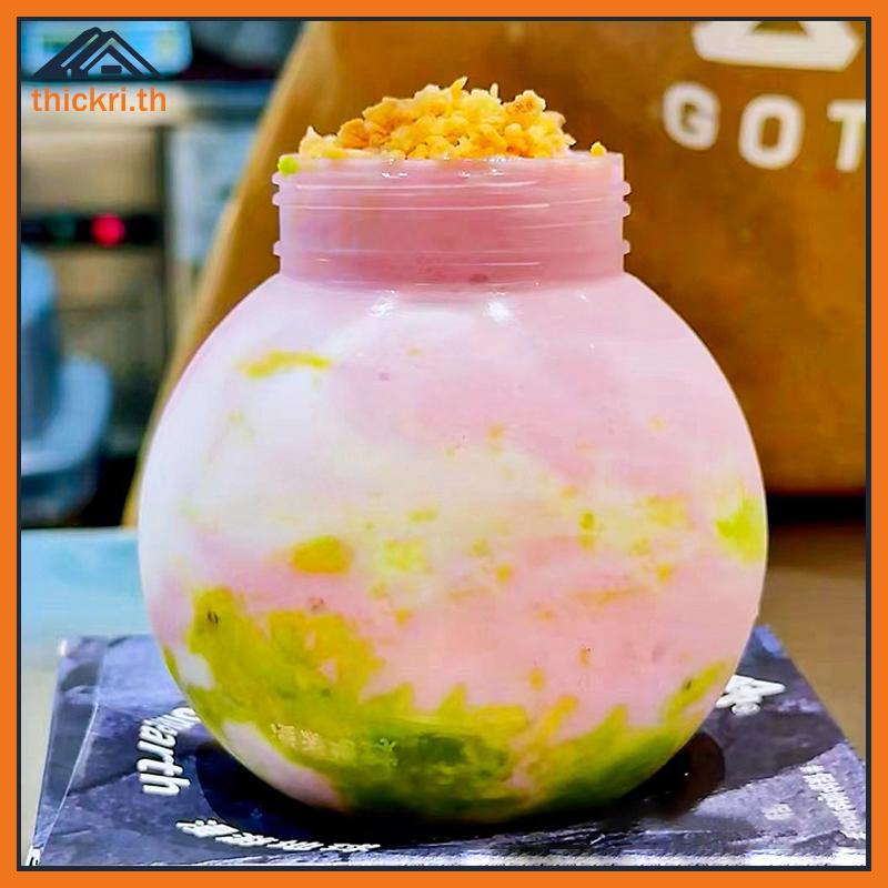 TT 250/400ml ทรงกลมขวดน้ําสําหรับนมชากาแฟน้ําผลไม้แบบพกพาถ้วยดื่มบ้านโปร่งใสคั้นน้ําเครื่องดื่ม PL