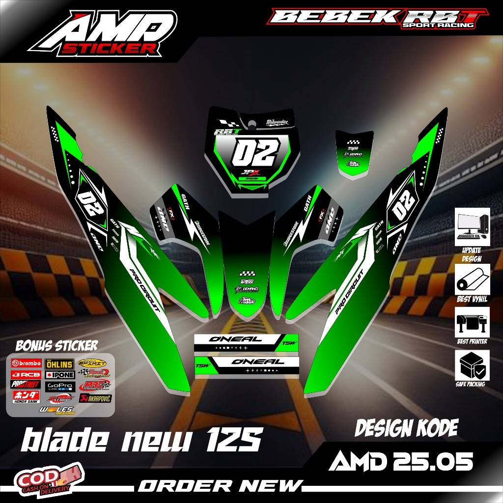 สติ๊กเกอร์ STRIPING RBT BLADE ใหม่ 125 BEBEK MODIF SUPERMOTO YZ CRF KLX RBT การออกแบบแข่งรถที่เรียบง