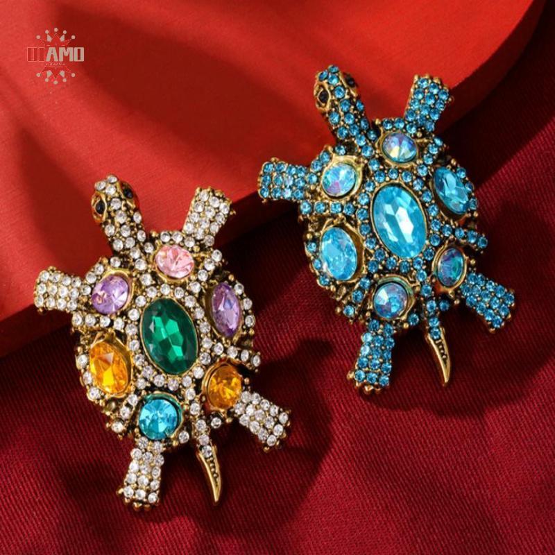 DIAMONDLURE ประณีต Vintage Rhinestone เต่าเข็มกลัดสําหรับเสื้อผ้าผู้หญิงเครื่องประดับเครื่องประดับเค