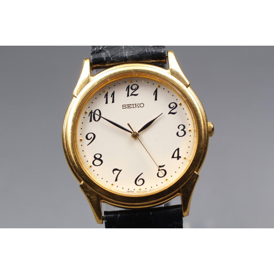 Vintage 1992 [exc+5] seiko 7n01-7140 gold round 34mm quartz men's watch japan