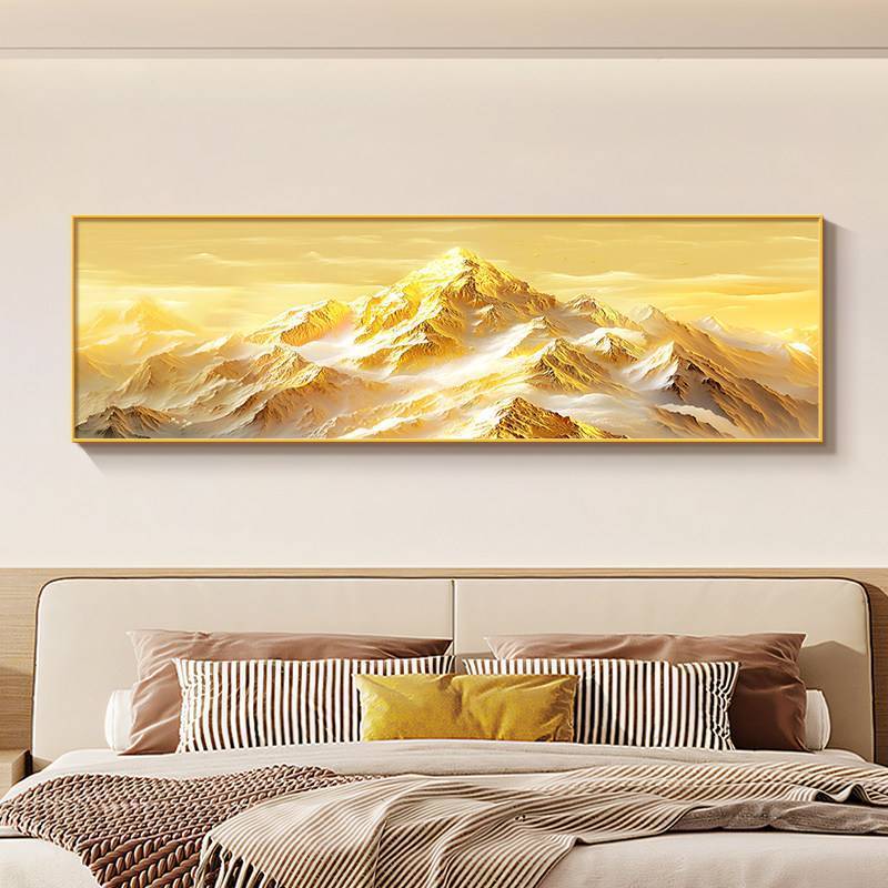 Golden Mountain Sunrise Unframed กันน้ํา HD ผ้าใบ Wall Art ห้องนั่งเล่นหรูหราตกแต่ง