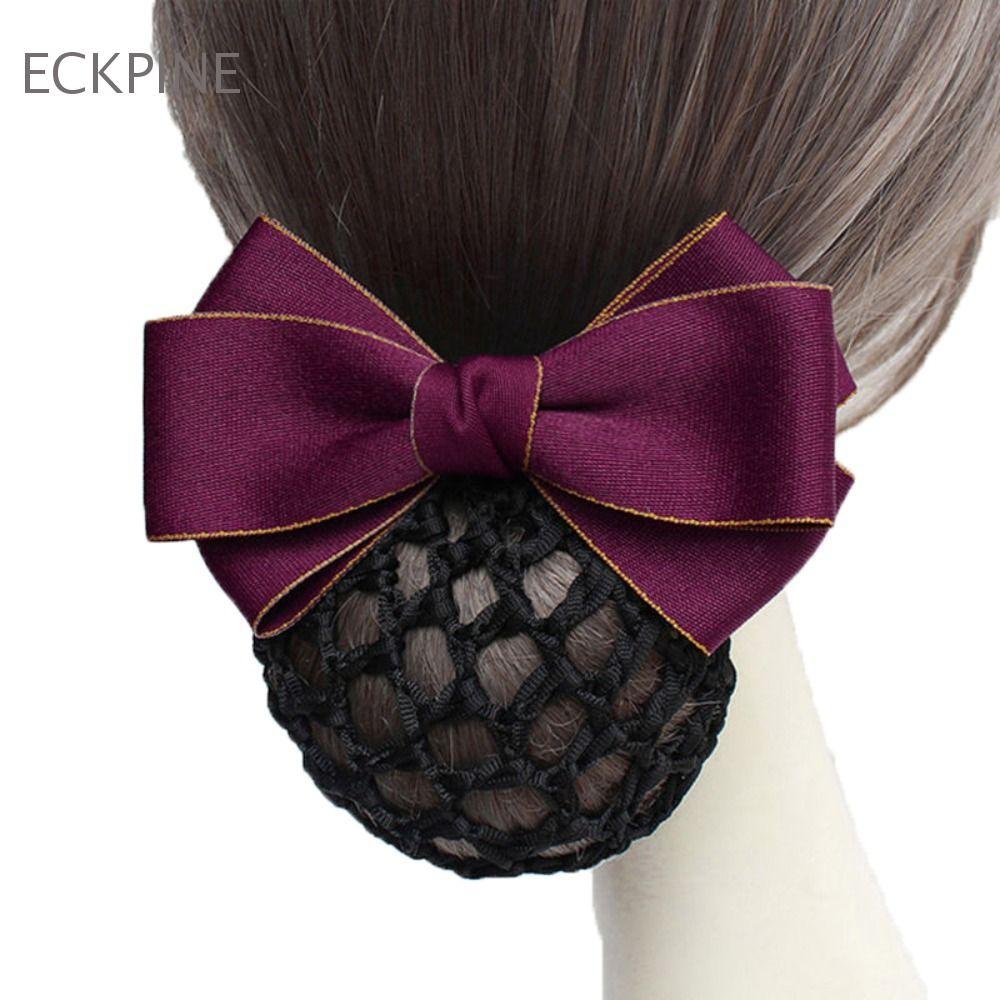 ECKPINE Bowknot Spring Clip, Ribbon Korean Style Bun Snood, Vintage Hair Accessories Hairpin Headwea
