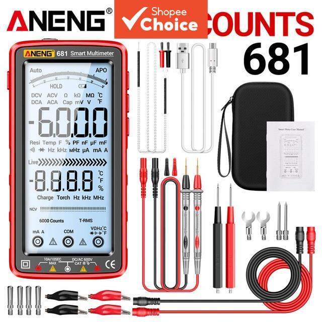 ใหม่ 681 สมาร์ท Anti-Burn ชาร์จมัลติมิเตอร์ True RMS เครื่องทดสอบแรงดันไฟฟ้า Hz Ohm Diode พร้อมหน้าจอ LCD 1 ชิ้น
