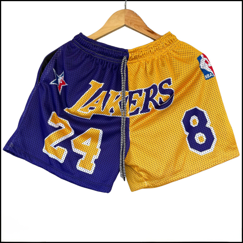 กางเกงขาสั้นตาข่ายเหนือเข่า สไตล์ NBA การออกแบบเหมือนบาสเก็ตบอล อินเทรนด์