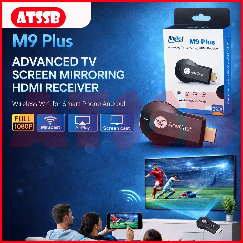 ATSSB M9 Plus หน้าจอทีวีขั้นสูง Mirroring HDMI รับ Anycast Ezcast Miracast Wireless Wifi สําหรับโทรศ