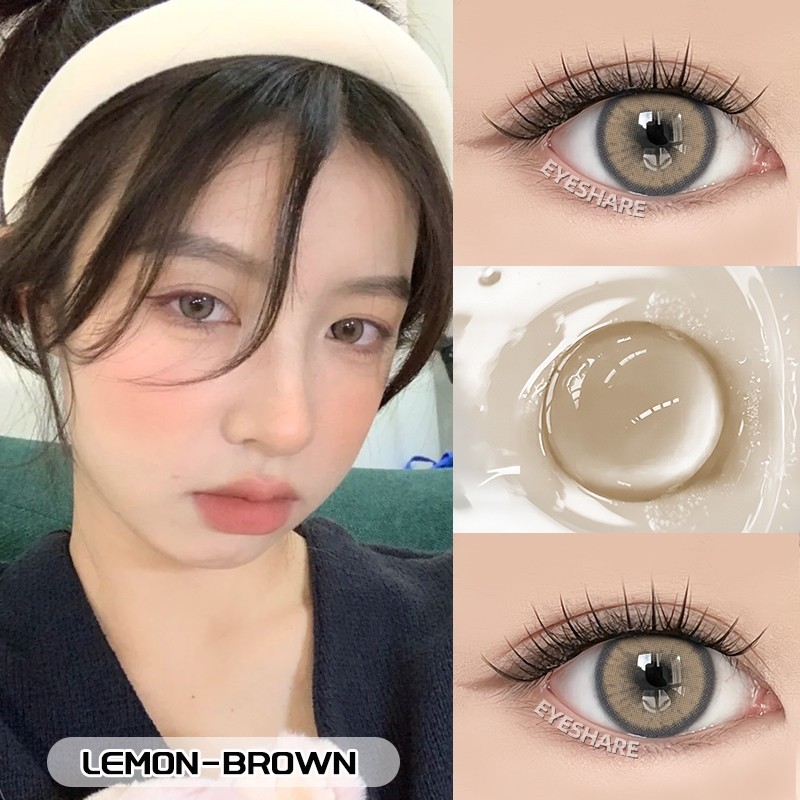 2 ชิ้น/คู่สีน้ําตาลคอนแทคเลนส์ LEMON Mini มีสไตล์ธรรมชาติสบายสีเทาคอนแทคเลนส์ 14.0 มม. ปี