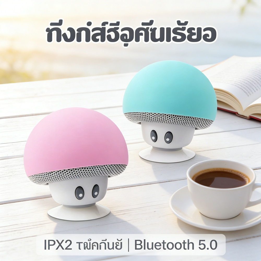 รุ่น BT280 ลำโพงบลูทูธ รูปร่างกันน้ำ IPX2 ไร้สาย บลูทูธแบบ 5.0 ลำโพงบลูทูธ ลำโพงบลูทูธบลูทูธ โพงบลูทูธ รูปร่าง mini-เห็ด