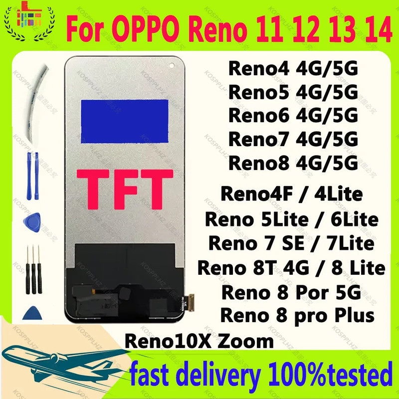 สําหรับOPPO Reno 4 5 6 7 7se 8 8T 8z 10 11 11FจอแสดงผลLCD Touch DigitizerสําหรับReno 10 11 PRO LCD R