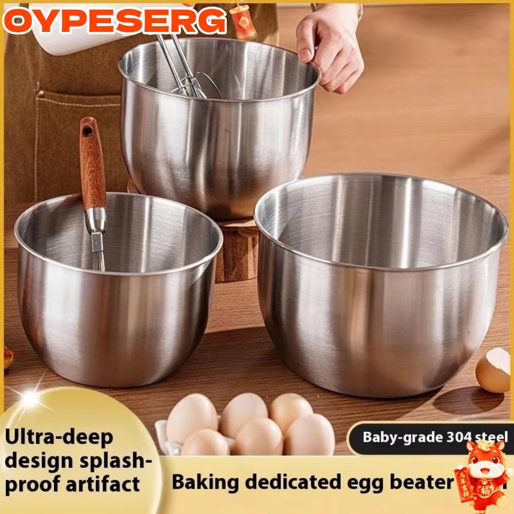 OYPESERG ชามผสม, Splash Proof ครัวเรือนสลัดไข่ Beating Basin, การออกแบบลึกสแตนเลสขนมปังเค้กผลไม้ภาชนะครัวทําอาหารเครื่องมือ