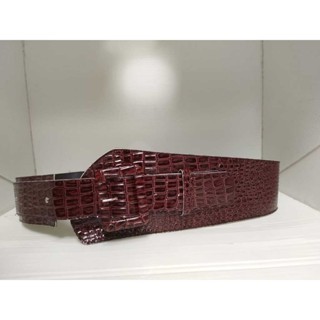 (clai) Obi Belt Crocodile Skin Motif Rubber croco Belt Large Buckle Belt Modern Womens Corset