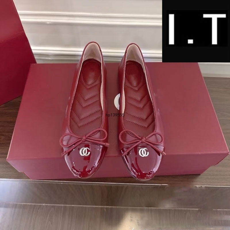 G Home Bowknot Little Red Shoes Flat Shallow Mouth Letter All-Match Wedding Shoes Ballet Scoop Shoes