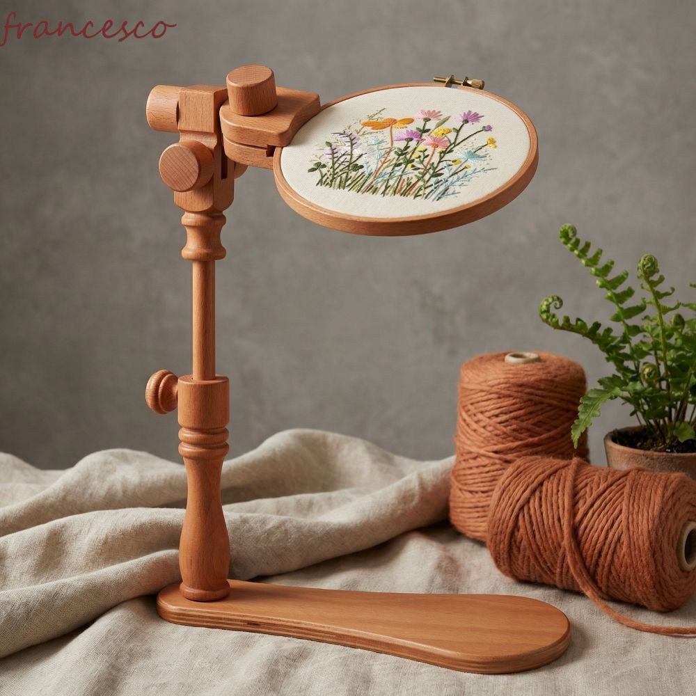 ขาตั้งห่วงปัก FRANCESCO หมุนไม้ มืออาชีพ พกพา DIY ชั้นวางปักครอสติช เย็บผ้า Workbench