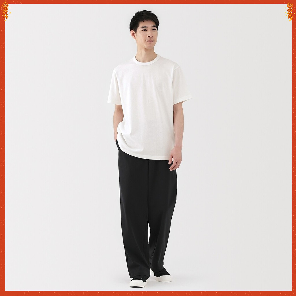 MUJI เสื้อยืดคอกลมผ้ามีน้ำหนักแขนสั้น ผู้ชาย – MUJI Washed Heavy Weight Short Sleeve T-Shirt ราคา ถูกที่สุด ดีลบีเคเค