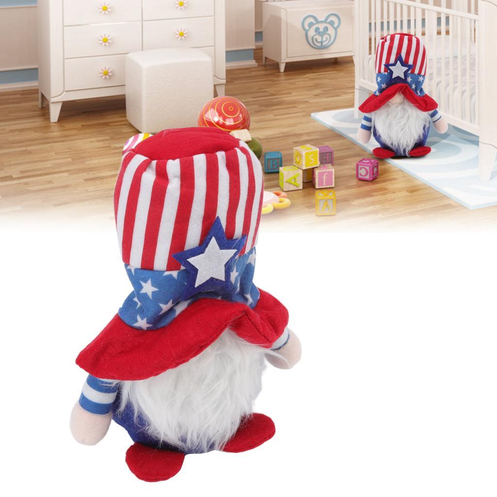 4th Of July Patriotic Gnome ตุ๊กตาเป็นมิตรกับสิ่งแวดล้อมสําหรับโต๊ะรับประทานอาหาร