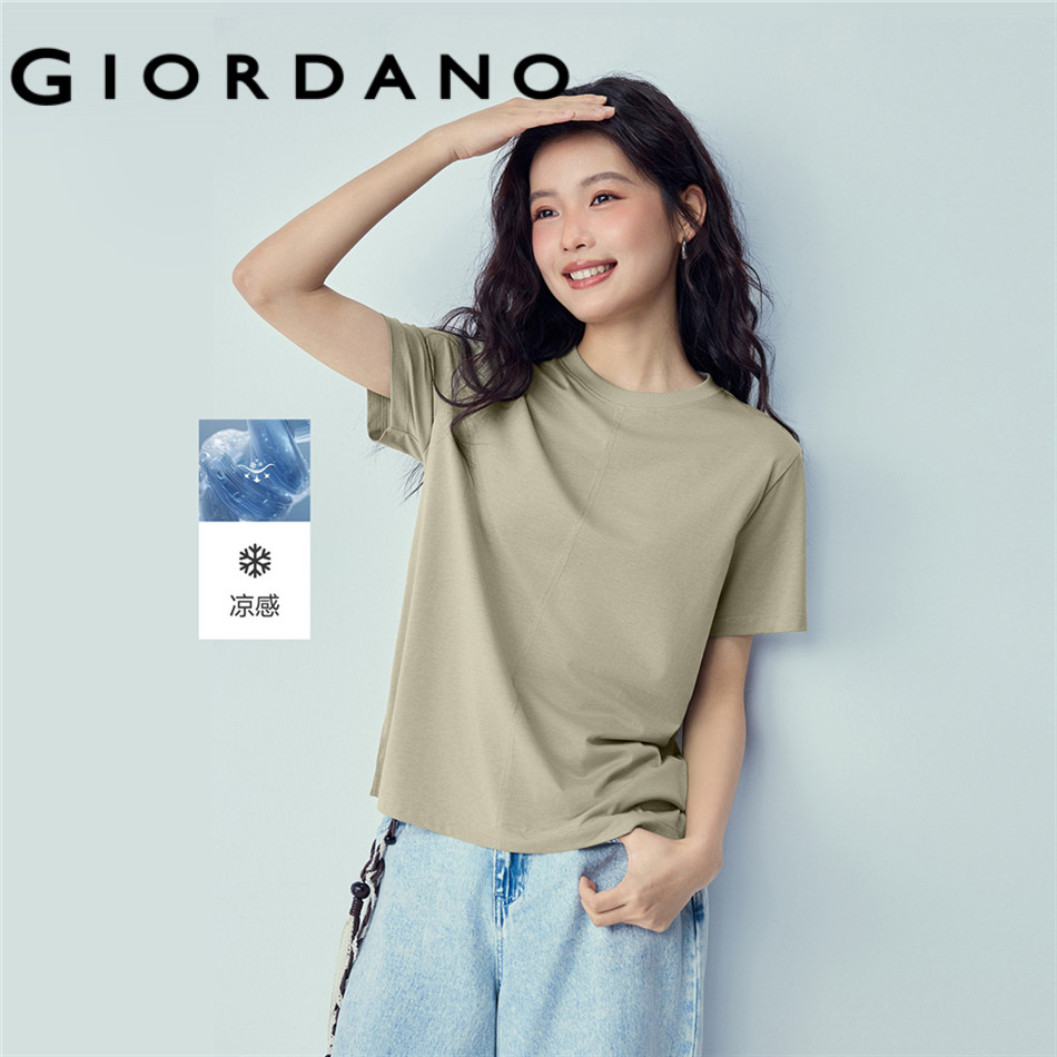 GIORDANO WOMEN Cooling topstitch short sleeve tee 05326414