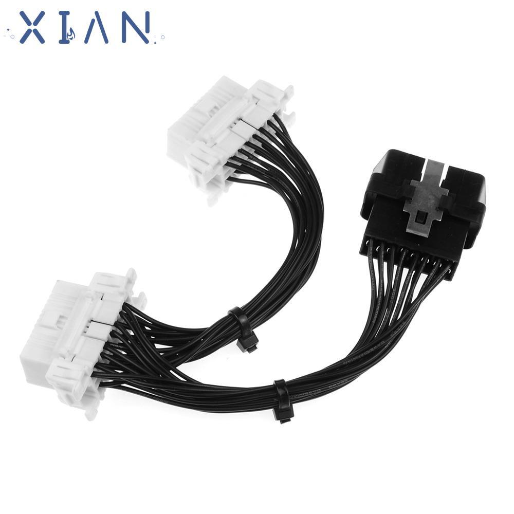 XIANEN รถ OBD2 สายต่อแยก, 15 ซม. 16 พินชายหนึ่งถึงสองสายต่อ, เสถียร 2 พอร์ตหญิง OBD2 OBD OBD2 สายรัด