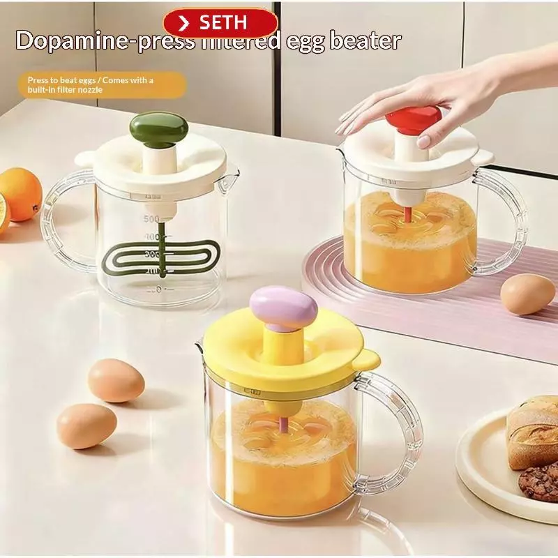 SETH Manual Press Egg Churn Cream Whipper Kitchen Gadget thumbnail 4