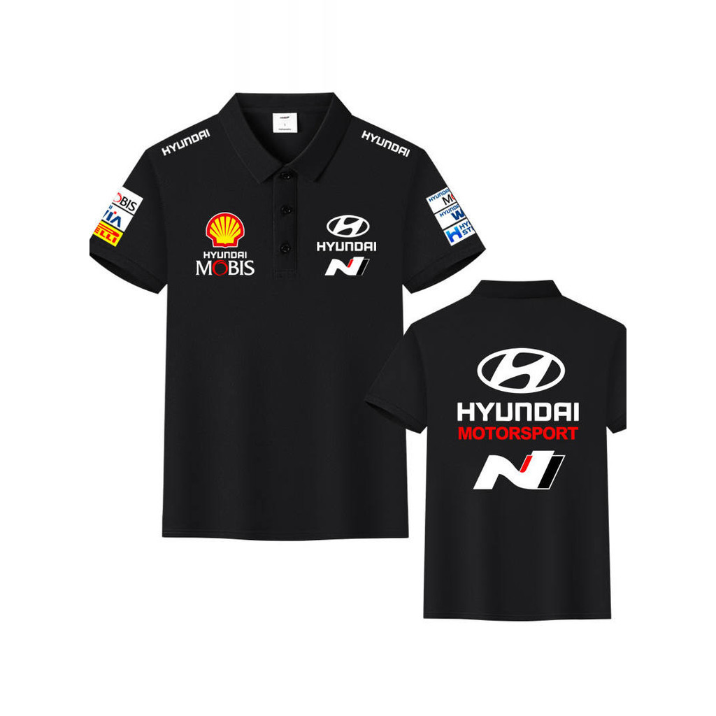 เสื้อเจอร์ซีย์ทีมแข่งรถ HUYNDAI Hyundai WRC Racing Team ผลิตจากผ้าคอตตอนผสมไหมน้ำแข็งเนื้อดี แขนสั้น