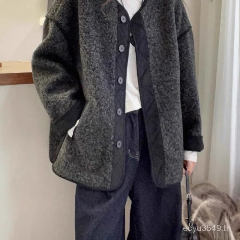 Lamb Early Winter Top สำหรับผู้หญิง สไตล์ฝรั่งเศสและยุโรป วูลผสมขนสัตว์