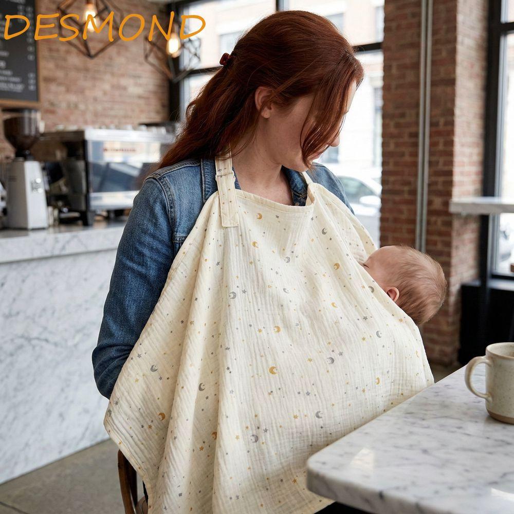 DESMND ผ้าห่มให้นม, ผ้าคลุมให้นมแบบปรับได้ระบายอากาศได้, ผ้าฝ้ายใหม่ Arch Neckline อเนกประสงค์ใช้ผ้าห่มรถเข็นเด็กแม่ออกนอกบ้าน