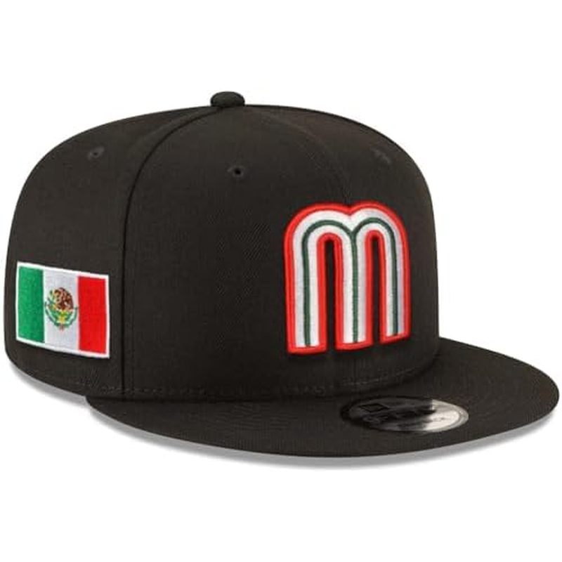New Era Team Mexico 9FIFTY National Baseball Team Snapback Cap, หมวกปรับได้สีดํา