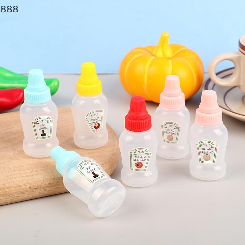 4ชิ้น ขวดซอสจิ๋ว สไตล์มินิมอล แบบพกพาขวดซอสมะเขือเทศ เบนโตะ แบบพกพา ขนาดเล็ก ขวดน้ําสลัด พลาสติก