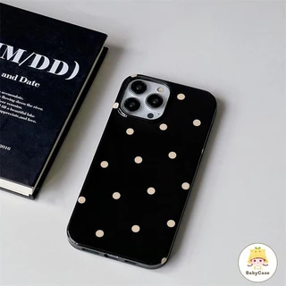 เคสไอโฟน 16 17 สำหรับ iPhone 11 13 15 12 14 Pro Max 7 16 14 15 8 Plus X XR XS Max 15 Pro เคสผิวมันลายจุดน่ารักเรียบง่าย