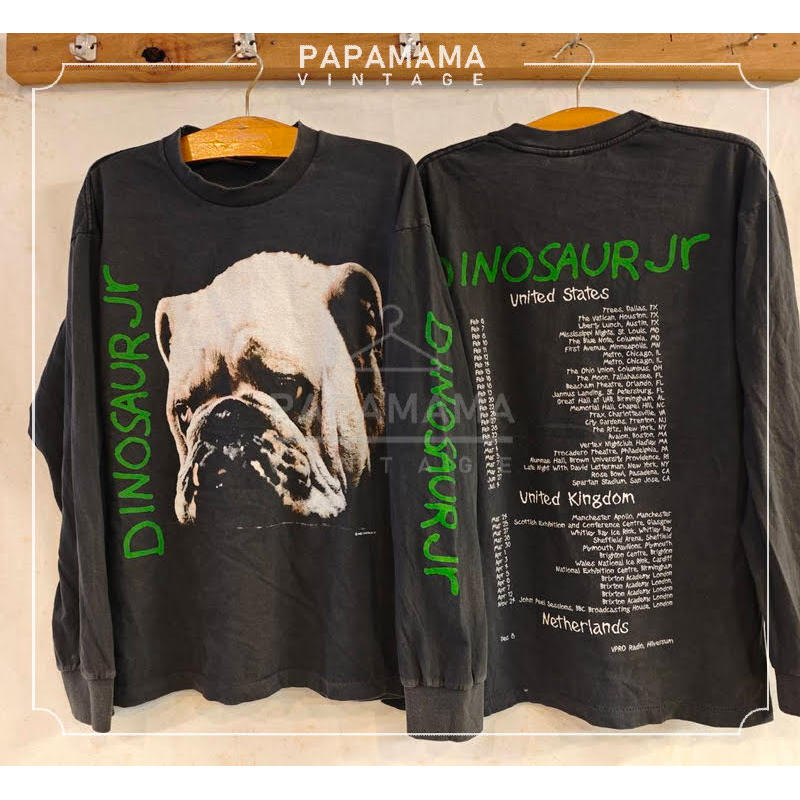 DINOSAUR JR. World Tour BIO WASHED long sleeve ป้ายUSA เสื้อวินเทจ เสื้อทัวร์ วงป๊อบ papamama vintage shirt