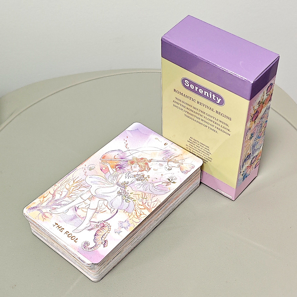 10.3*6 ซม.Serenity Tarot Deck 78 ชิ้น Warm Dreamy อะนิเมะสไตล์ไพ่ทาโรต์ตามระบบ Rider