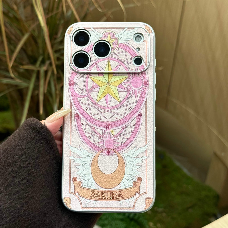 IPhone 17promax หนังสีขาวขอบเงินสาวสวยสําหรับ iPhone 17ProMax 17Pro 17 เคสแม่เหล็กเคสป้องกัน