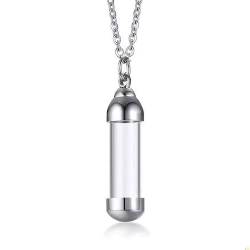 Yili Tube Urn Keepsake สร้อยคอสร้อยคอจี้อนุสรณ์บําบัดสําหรับผู้ชาย