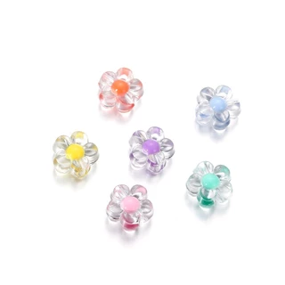 20-50ชิ้น ลูกปัดดอกไม้ใส (12.5mm) อะคริลิค สําหรับทําเครื่องประดับ สร้อยคอ สร้อยข้อมือ DIY