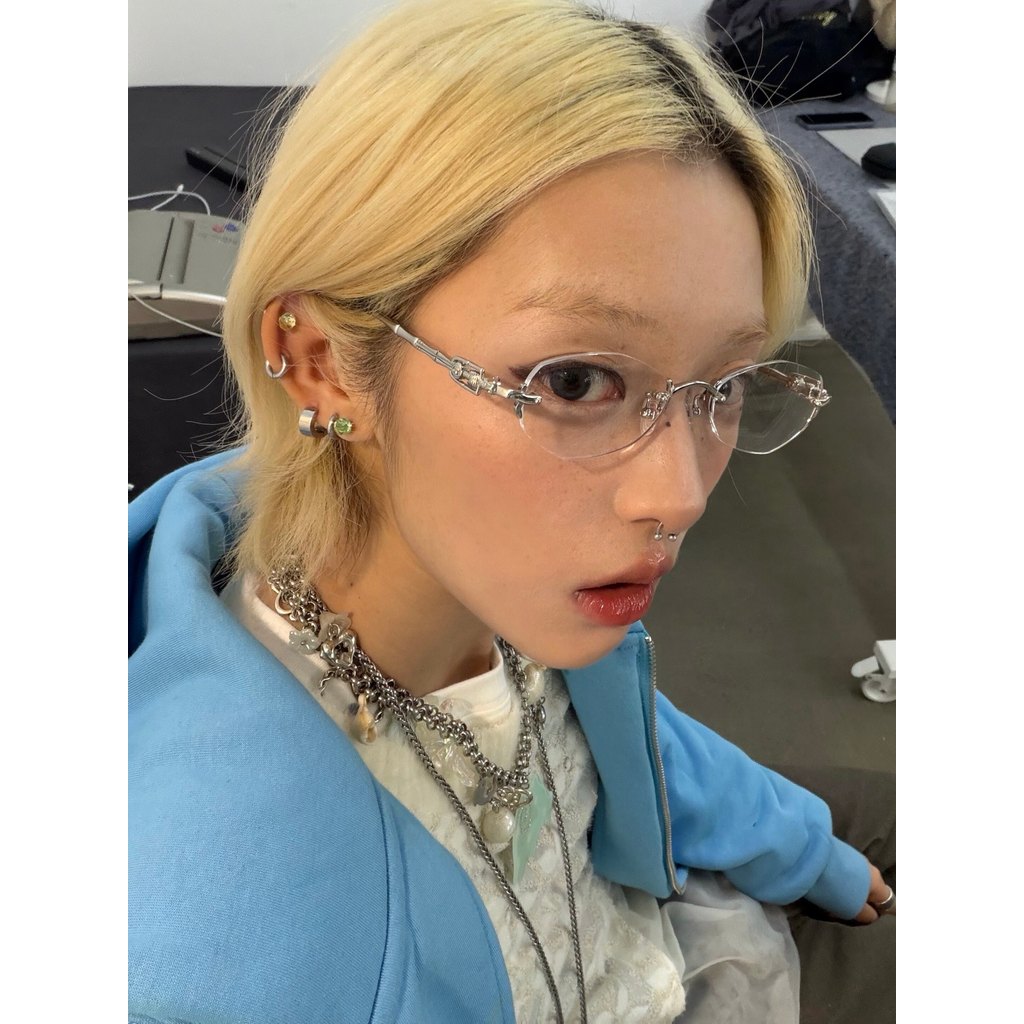 404 STORE frameless trimmed rhombus medieval skull glasses แว่นตา