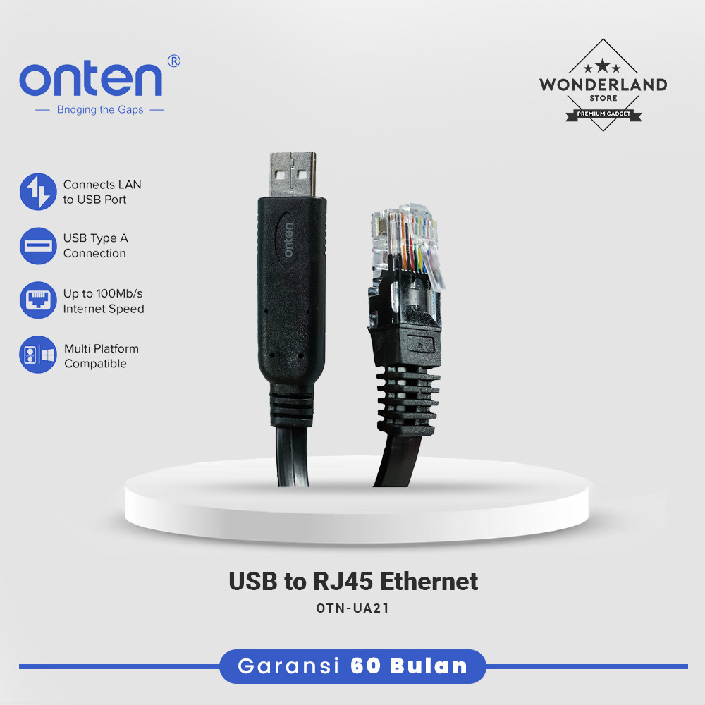 Onten Cable Connector USB to LAN RJ45 Ethernet สูงสุด 100Mb/s ความเร็วอินเทอร์เน็ต OTN-UA21