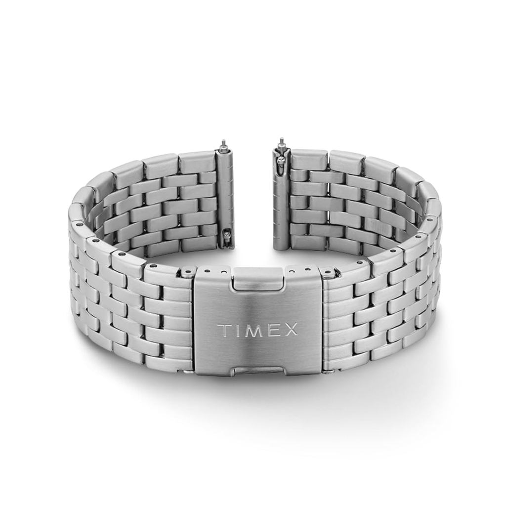 Timex 20mm Stainless Steel Quick Release Bracelet – Silver Tone, with Deployment Clasp, Silver Tone,