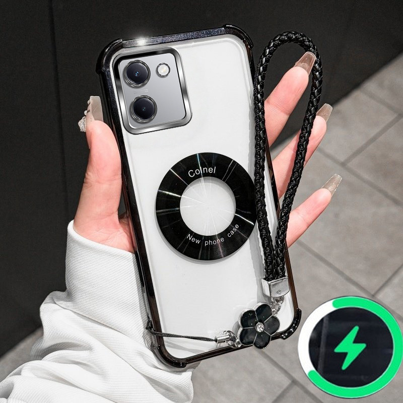 เหมาะสําหรับ Vivo Y100 y100i 5G Y200 เคสโทรศัพท์สี่รูปแบบ CD แหวนแม่เหล็กมุม anti drop โปร่งใส soft 