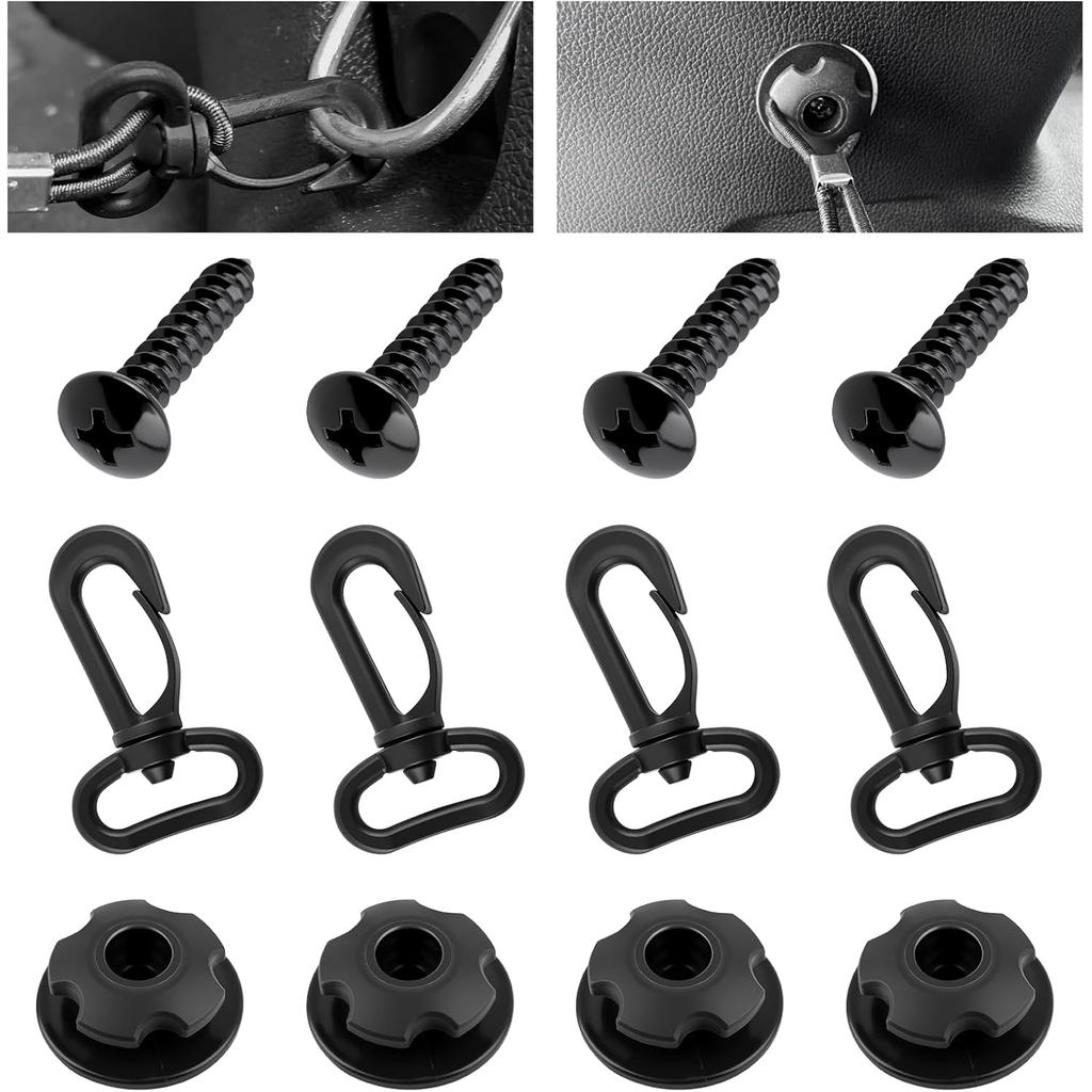 8PCS ยานยนต์ Cargo Nets Hook,Sturdy Hook of Cargo Net สําหรับ SUV 4PCS สกรูสําหรับยึดรถสินค้าสุทธิ, 