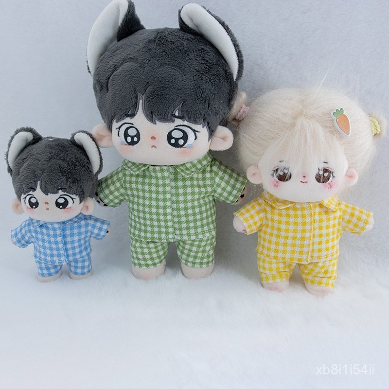 10cm20cm doll Clothes Plaid Shirt Pajamas Set 15cm Toy Doll Cotton
