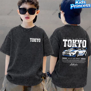 COD 2026 สินค้าใหม่ ทรงหลวม คอกลม เสื้อเด็ก kids Distressed T-shirt ผ้าฝ้าย เด็กชาย เสื้อผ้าเด็ก t-shirt S498