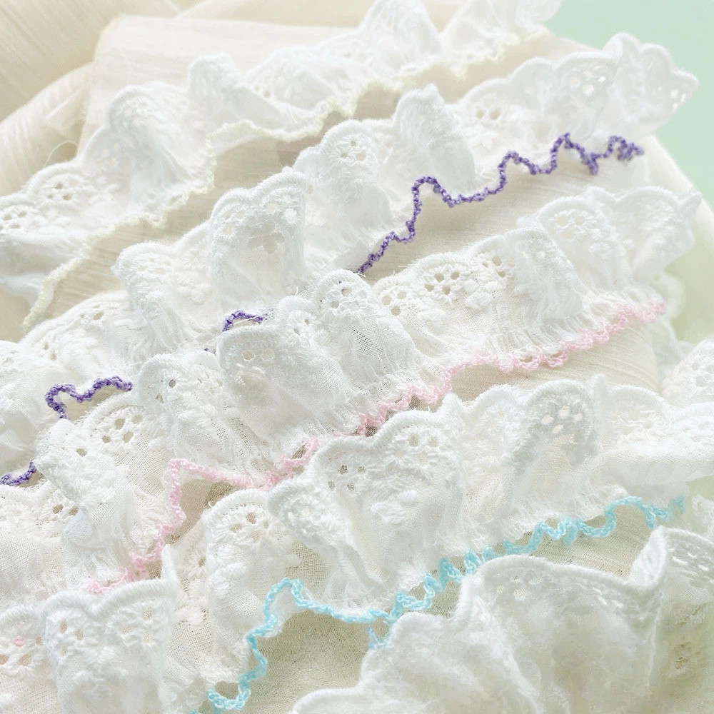 Trim ก้านดอกไม้ Picot Lace ขนาด 1 หลา ความกว้าง 2 ซม. เหมาะสำหรับทำกระโปรง Lolita หรือตกแต่งเสื้อผ้าสัตว์เลี้ยง DIY